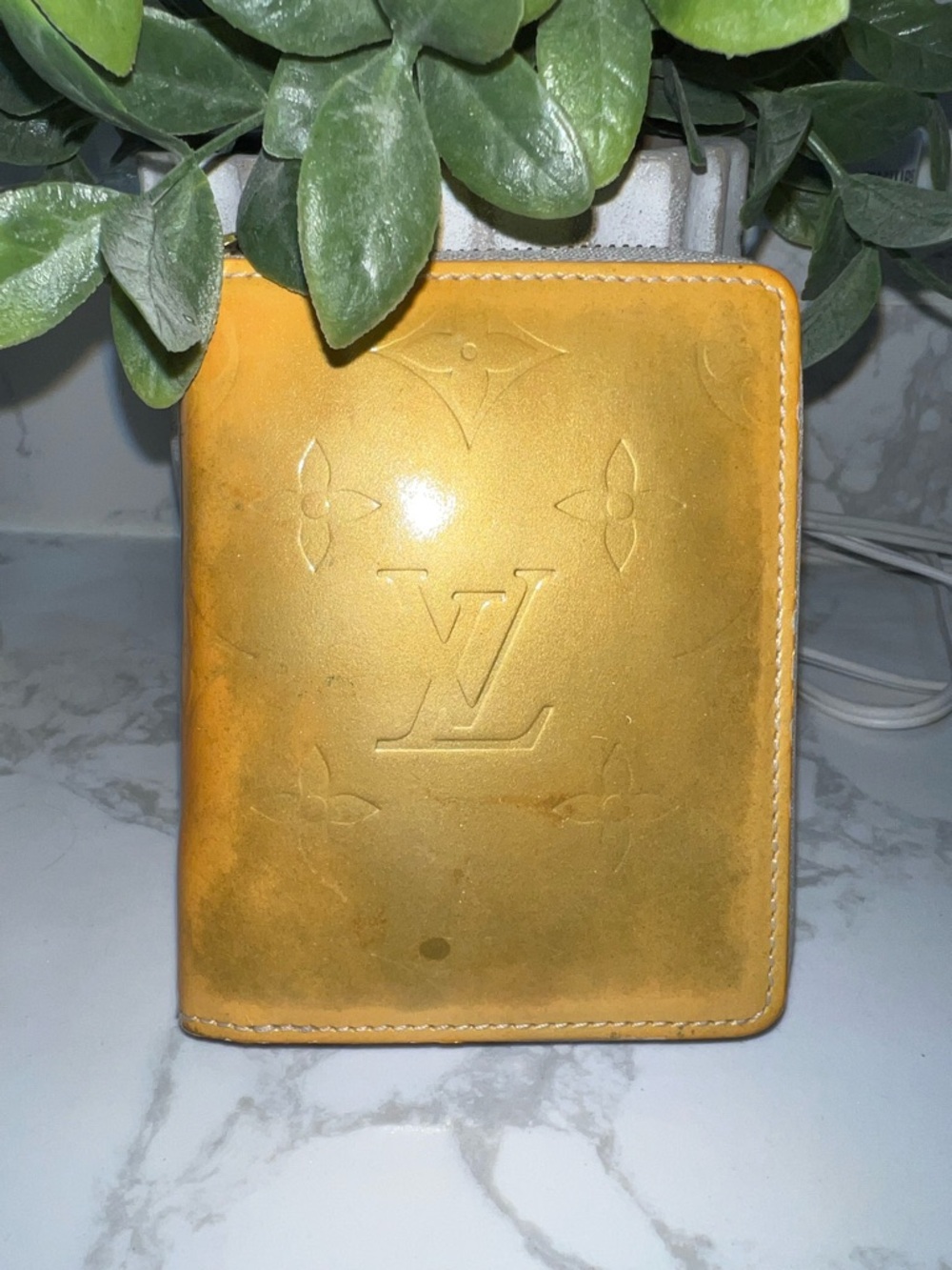 Louis Vuitton Yellow Embossed Monogram Leather Card Wallet